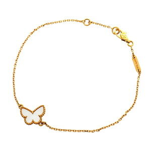 VAN CLEEF & ARPELS 18k Gold Pearl Papillon Charm Bracelet